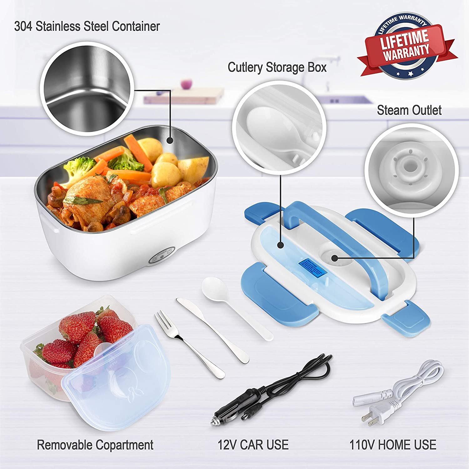 2021 Portable Electric Microwave Oven Lunch Food Warmers Portable Mini 110/24/12v for Car Home