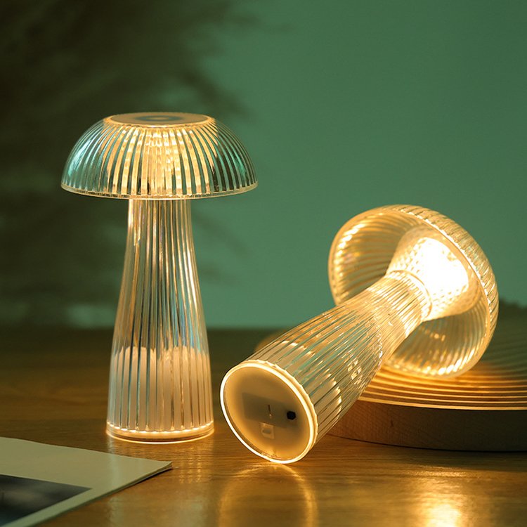 Crystal Mushroom Lamp LED Creative Decoration Battery Living Room Table Bedroom Bed Decoration Nightlight