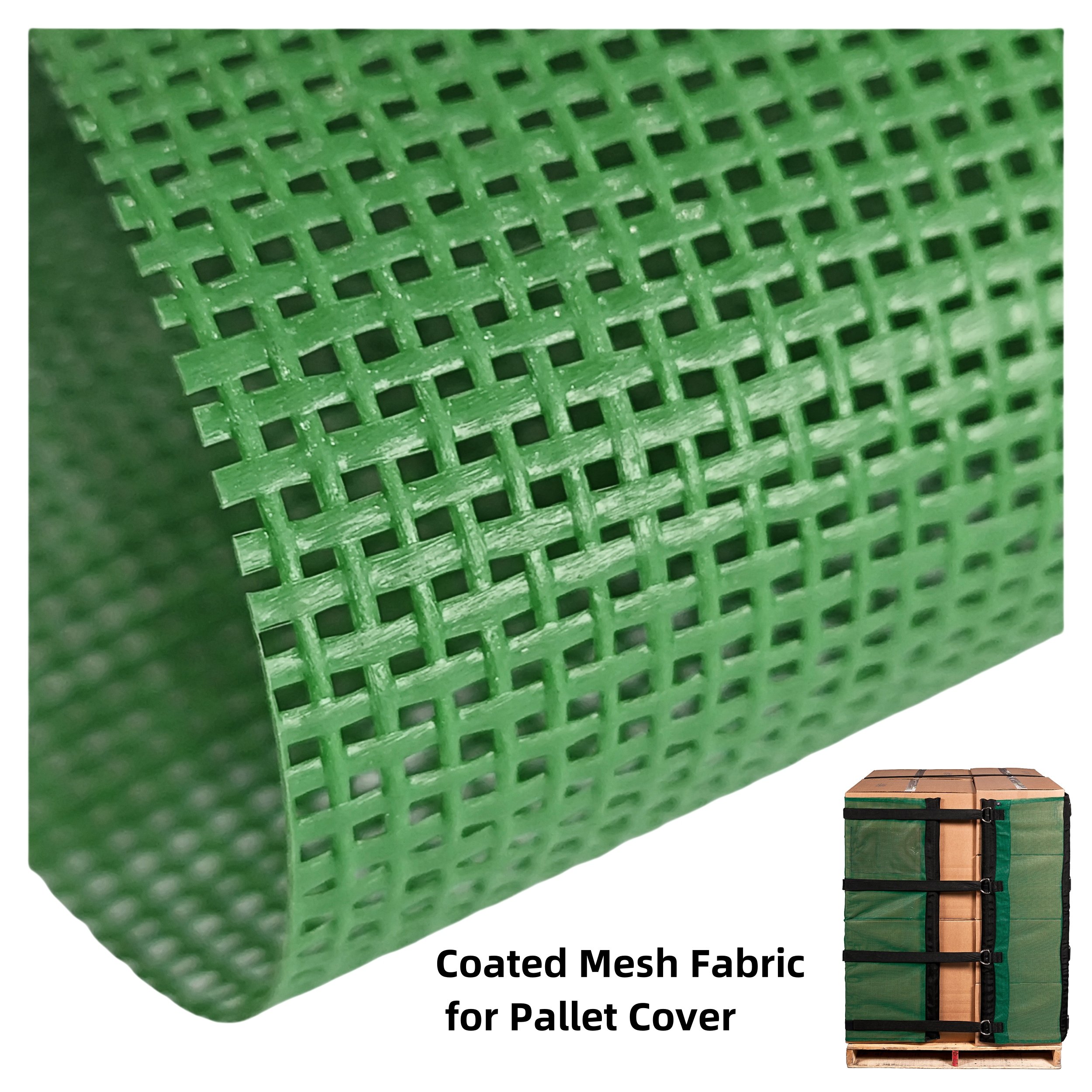 High Security of High Strength Breathable Coated PVC Mesh Fabric Alternative to Stretch Fim for Reusable Pallet Packaging Wrap