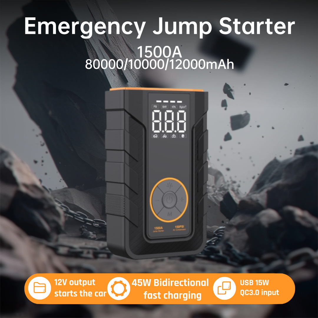 2025 New Style Portable Jump Starter 1500A With LED Light Emergency Car Battery Booster For SUVs