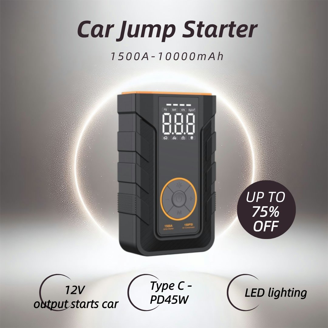 2025 New Style Portable Jump Starter 1500A With LED Light Emergency Car Battery Booster For SUVs
