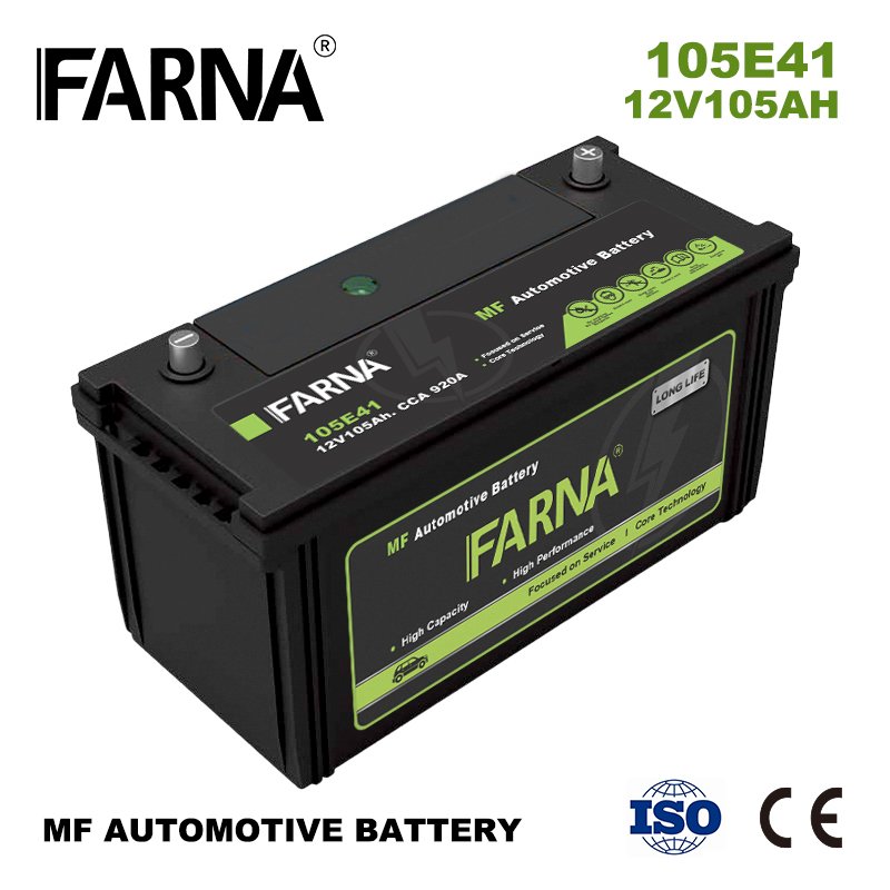 JIS Standard Car Battery N100 12V 105ah Sealed MF 105E41 Auto Battery High Discharge Lead Acid Exported Product