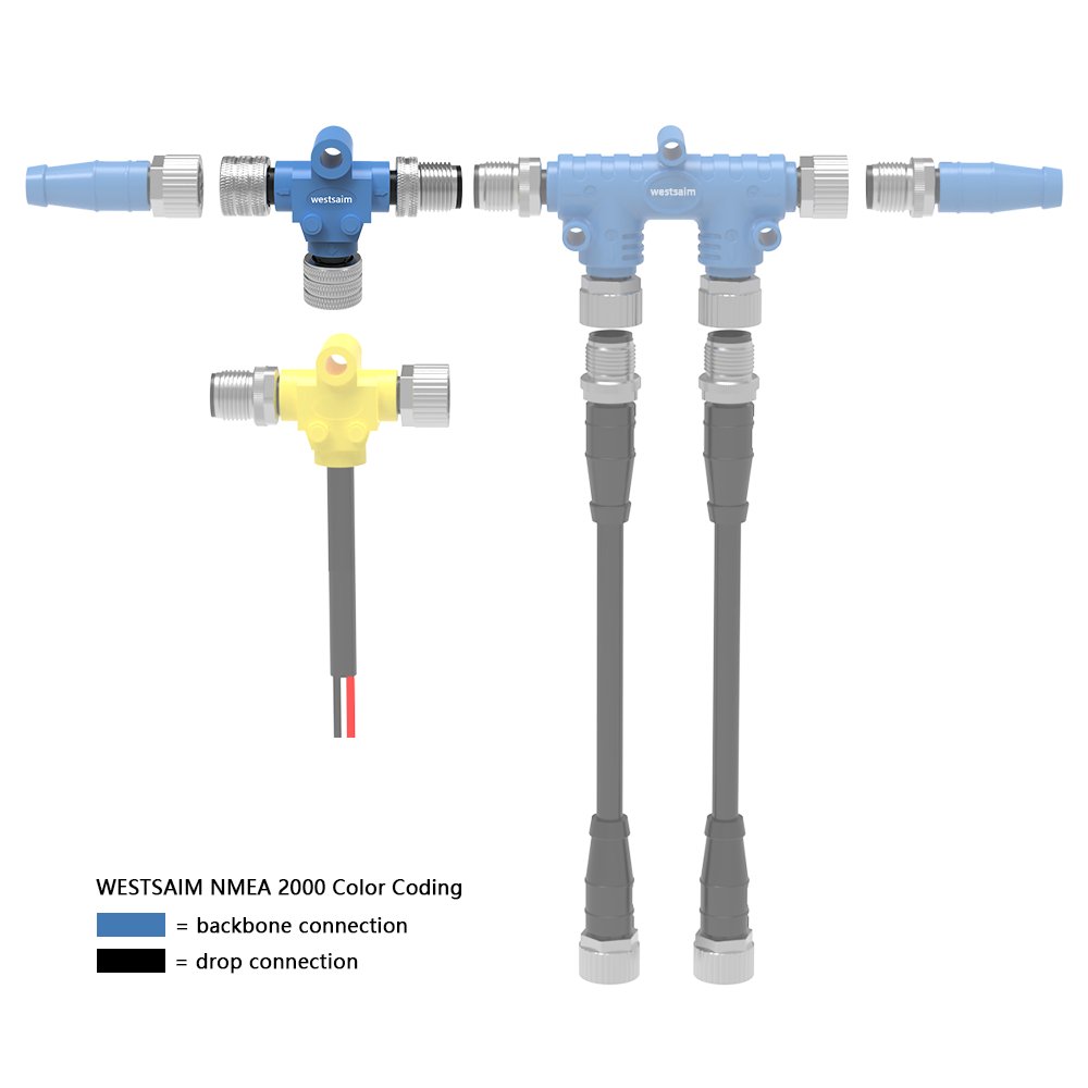 IP67 NMEA 2000 Converter Adapter Starter Kit Marine Network Cable Signal M12 Code 5 Pin 4 Way Metal Tee Connector Male/Female