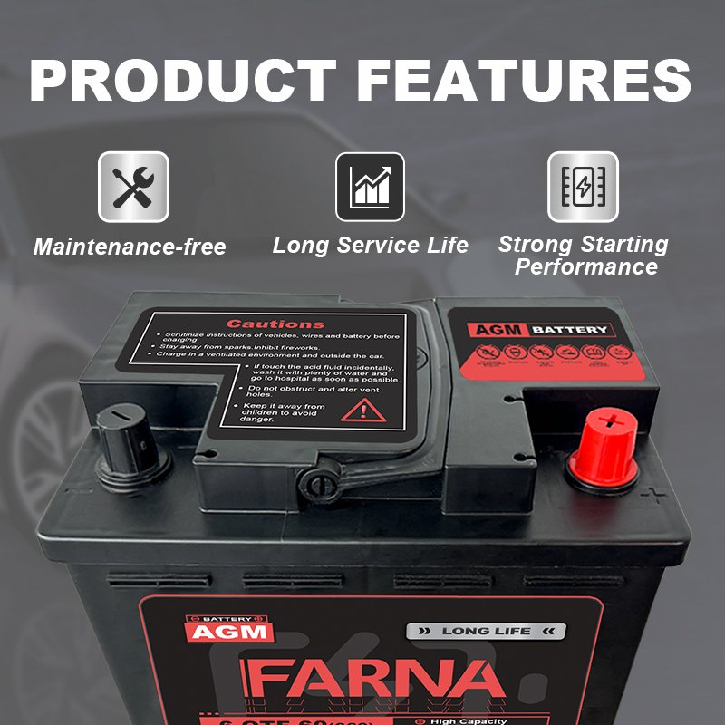 High Performance 12V Start Stop Auto Batteries AGM 60AH 6-QTF-60 60AH High CCA Vehicle Car Battery