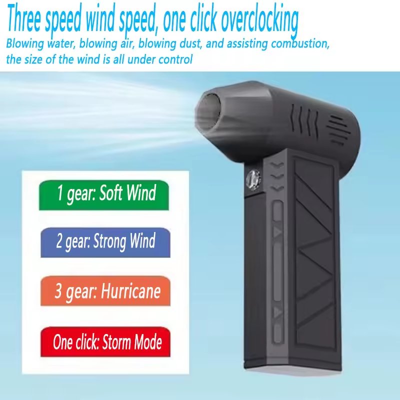 Portable Mini Turbo Jet Fan 130,000 RPM Blower with 3 Speed Adjustment Compact Air Duster for Home Auto Commercial Use
