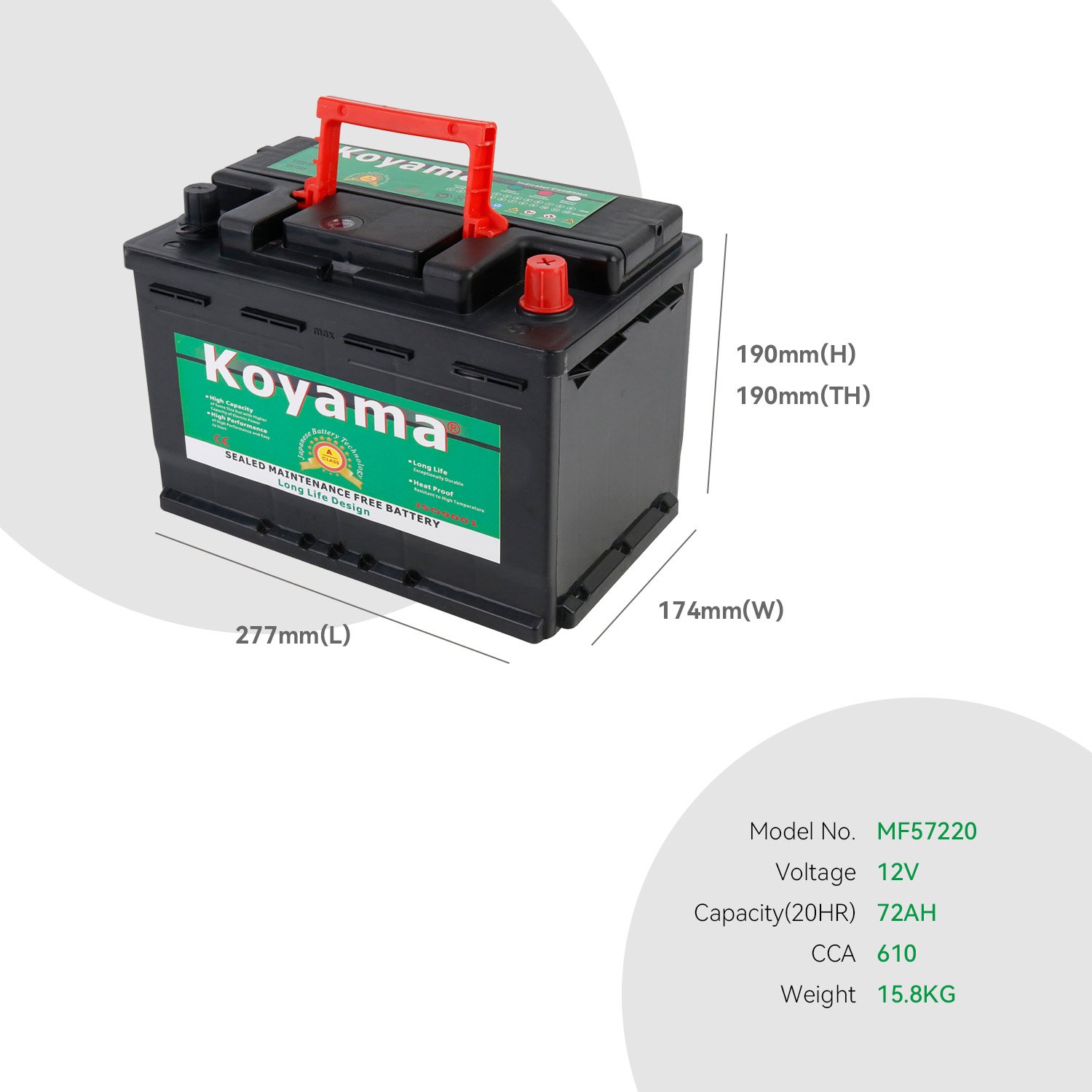 Professional Sealed Maintenance Free Lead Acid Car Battery MF57220 12V 72AH DIN70 Automotive Battery for Vehicles/car Starting