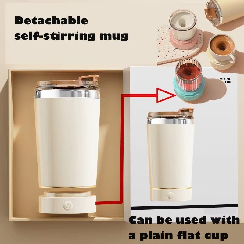 New 420ml Customized Rechargeable Electric Automatic Stainless Steel Self Stirring Mug Auto Mixing Coffee Magnetic Mug Cup