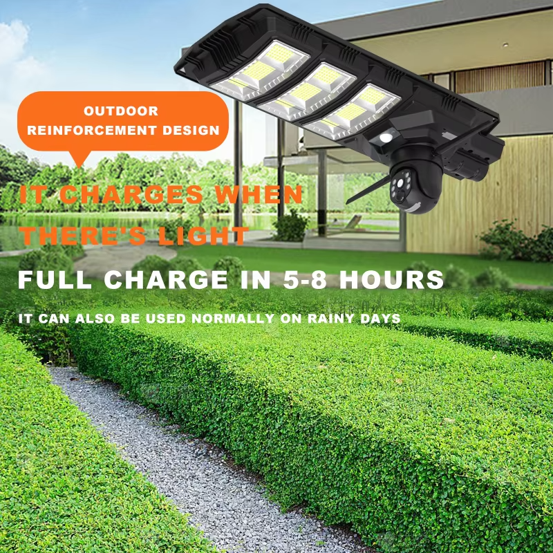 V380pro Solar Street Light LED PTZ Camera WiFI 4G SIM Card 2 in 1 CCTV Security System with 24W Solar Panel 2000mAh Battery