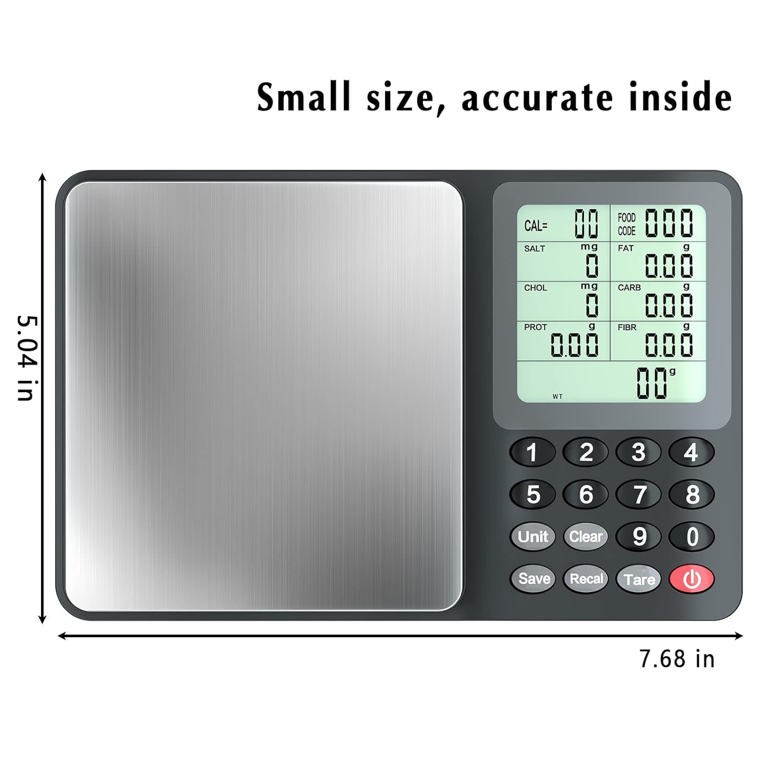 Nutrition Scale Stainless Steel Digital Kitchen Food Scale 3Kg/0.1g for Calculating Food Facts Macro Calorie Protein Fat