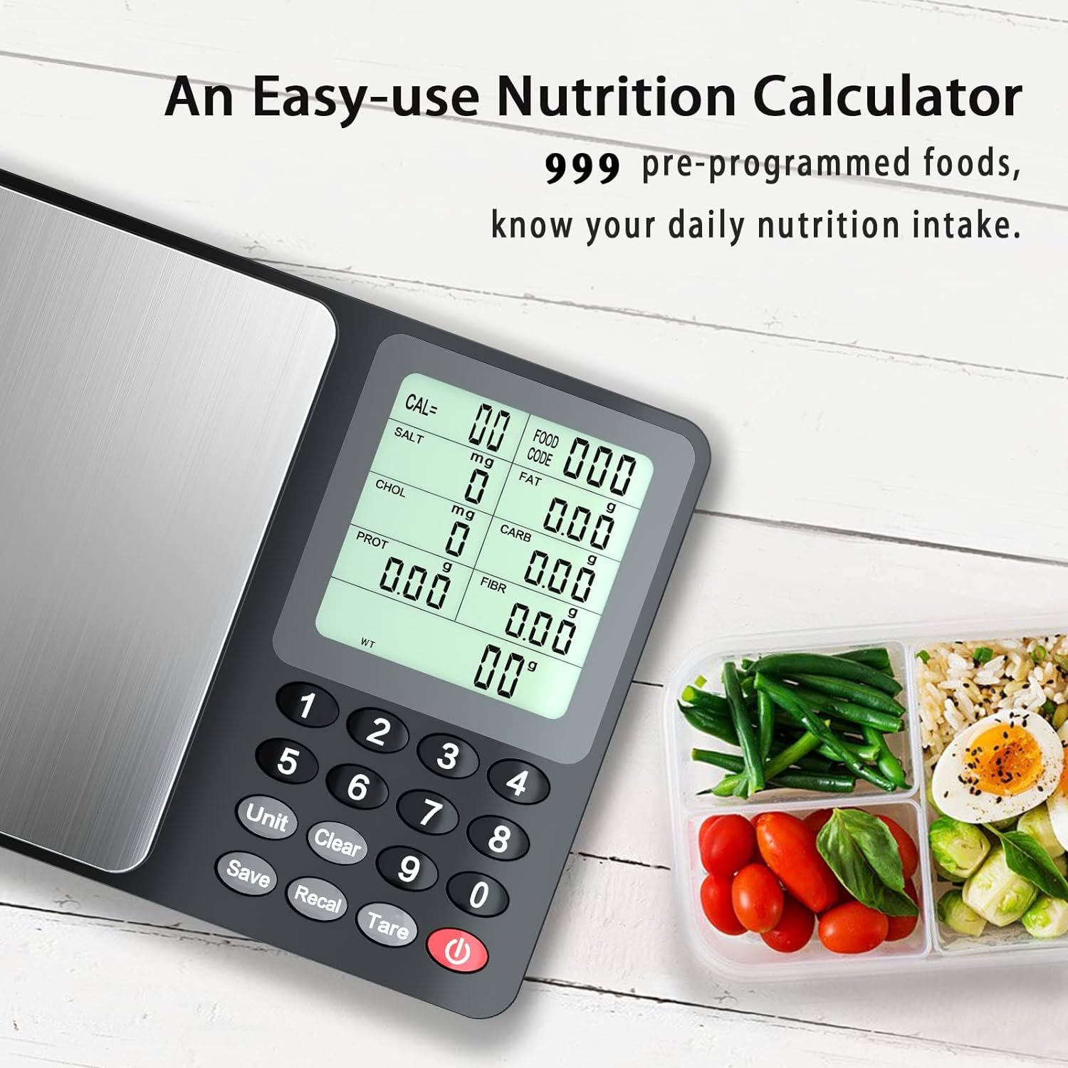 Nutrition Scale Stainless Steel Digital Kitchen Food Scale 3Kg/0.1g for Calculating Food Facts Macro Calorie Protein Fat
