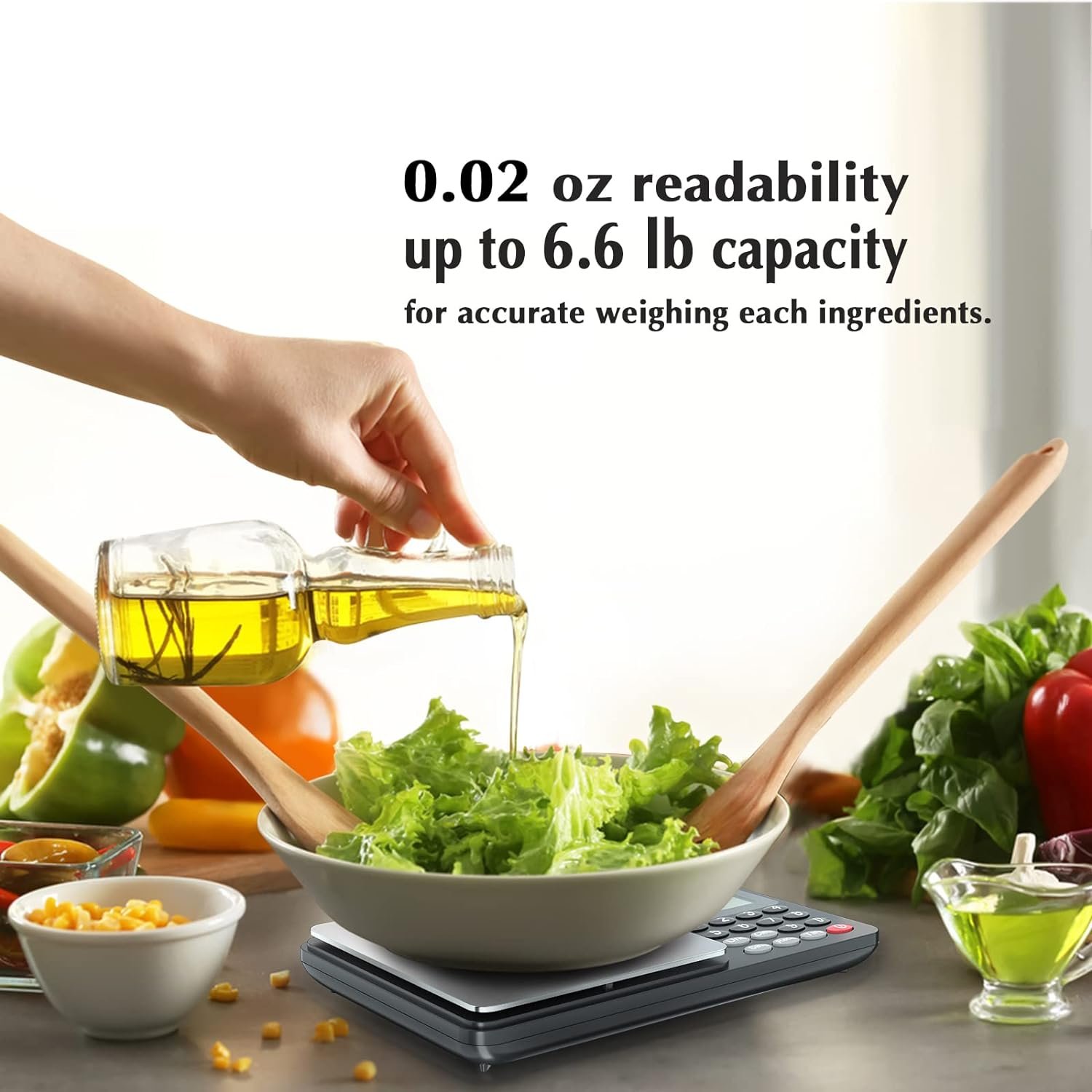 Nutrition Scale Stainless Steel Digital Kitchen Food Scale 3Kg/0.1g for Calculating Food Facts Macro Calorie Protein Fat