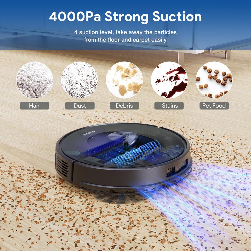 SL60 Sweep and Mopping Auto Clean 4000 Pa Auto Empty Automatic Hot Dry Robot Mop Cleaner With Charging Station
