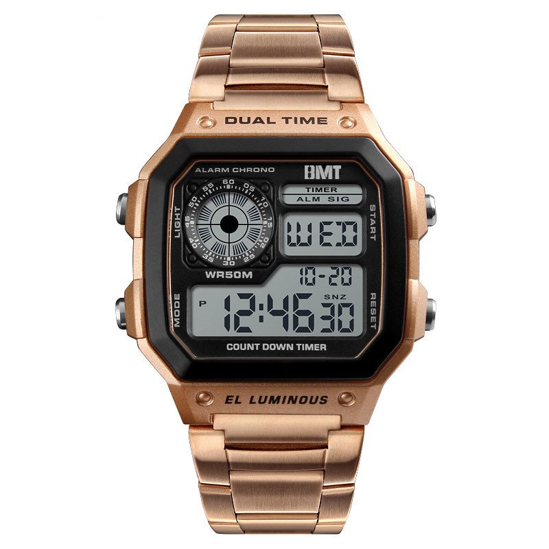 Relojes Hombre Waterproof Gold Vintage Classic Custom logo Multifunction Fashion Digital Watch for Mens