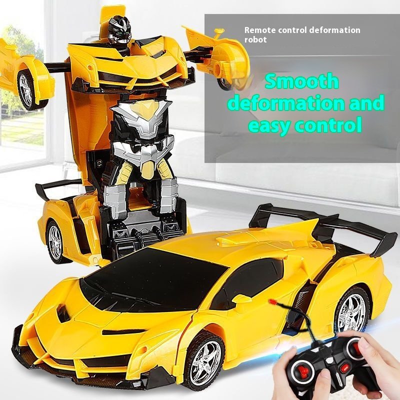Rechargeable Four-Way Racing Sports Car Toy for Kids Remote Control Transformer Robot LED Light Police Car for Boys