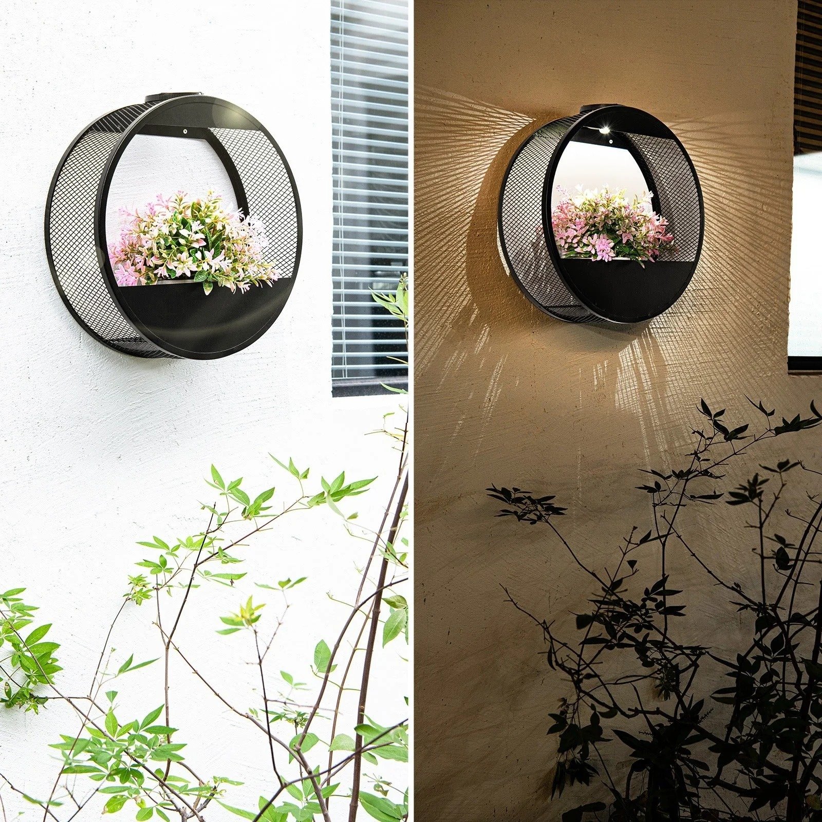 Patio Access Outdoor Garden Decor IP65 Black Powered Wall Pot Light Solar Wall Lamp