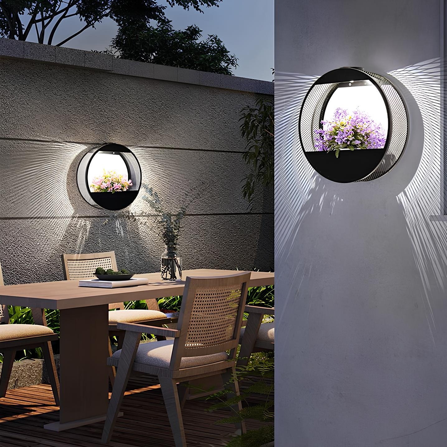 Patio Access Outdoor Garden Decor IP65 Black Powered Wall Pot Light Solar Wall Lamp
