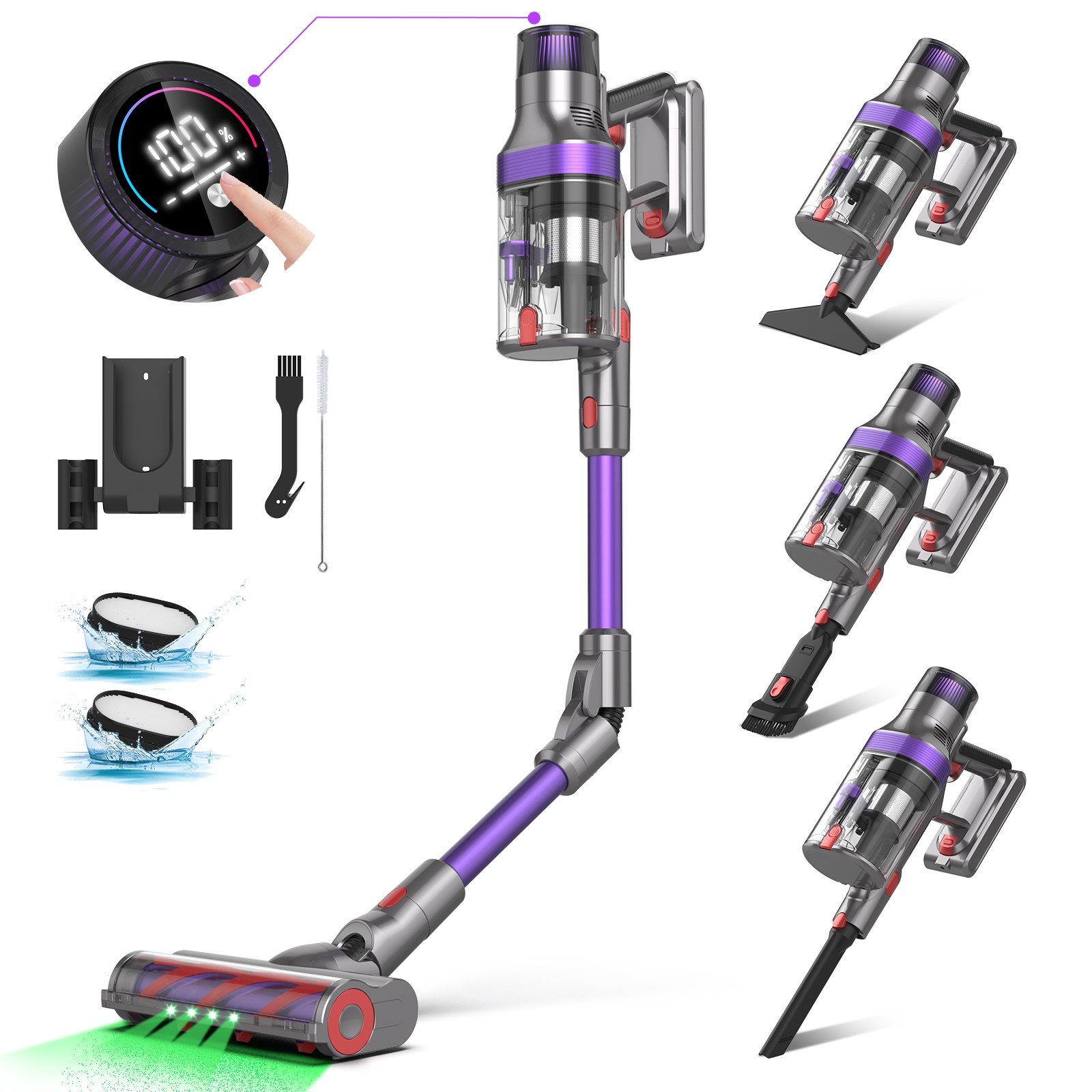 ONSEN S702 Cordless Auto Vacuum Cleaner 37Kpa 530W Smart Touch Screen Electric Bagless for Car