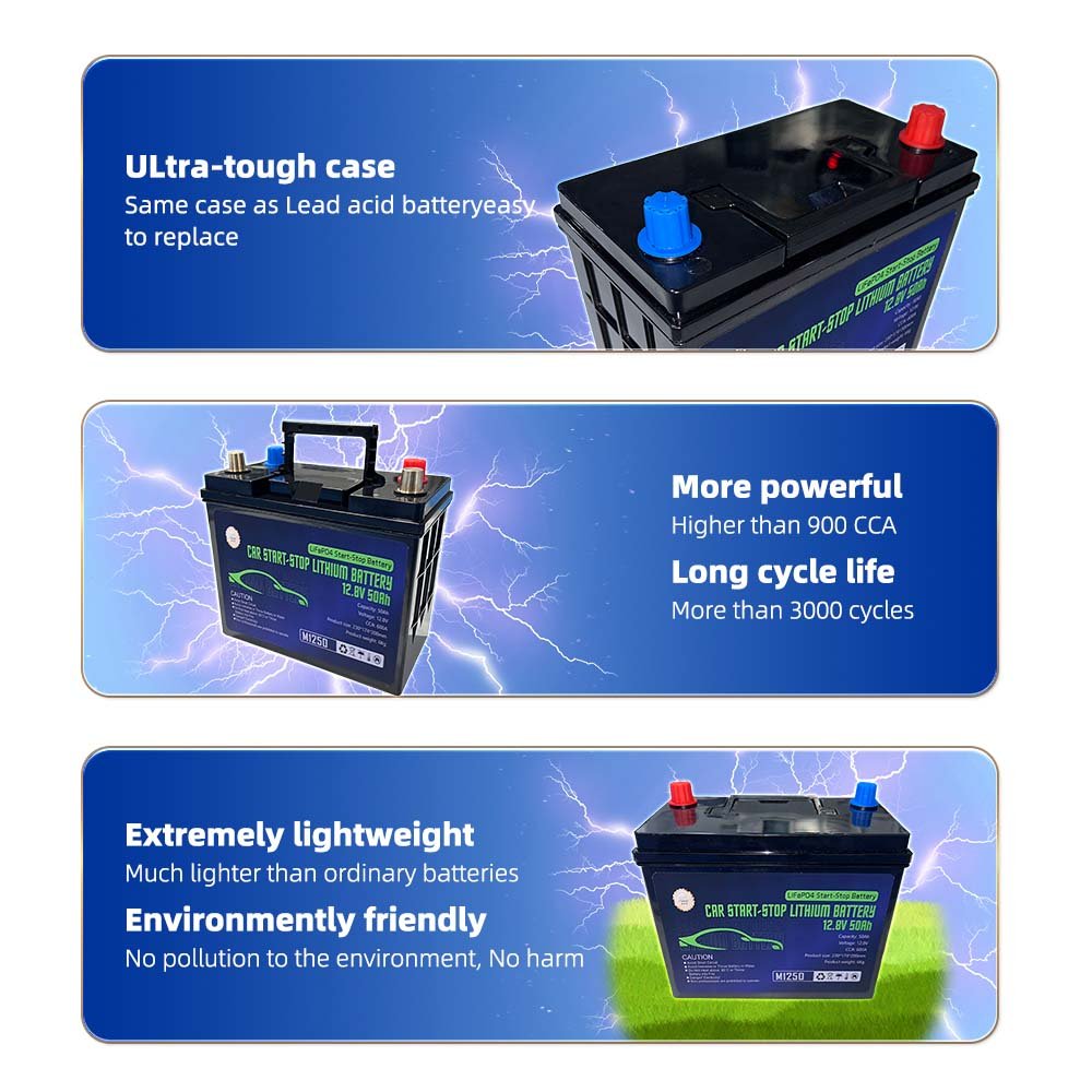 Deep Cycle Car Battery Universal 12v 105ah CCA1155 Replaceable Lead-acid Lithium Iron LiFePO4 Car Start-stop Lithium Battery