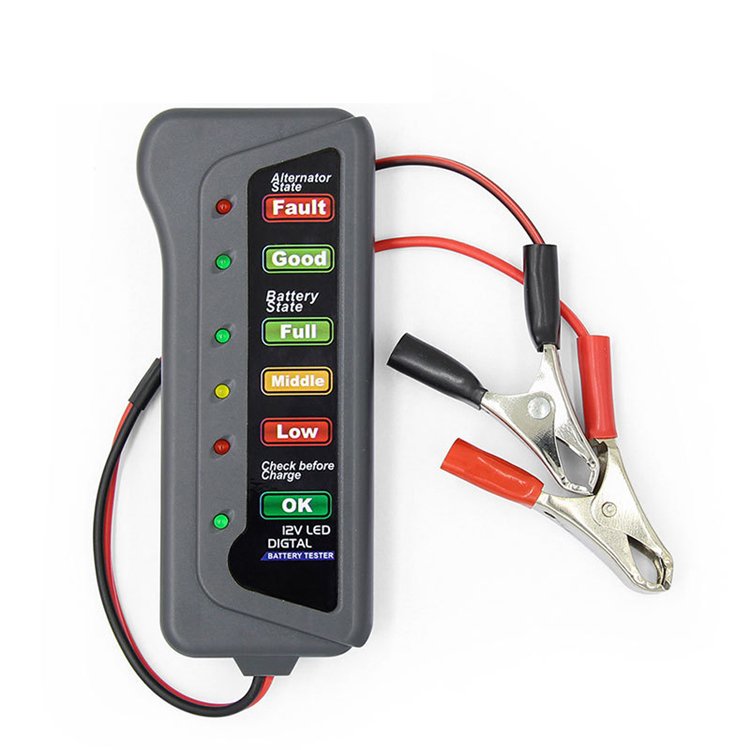 Mini 12V Portable Car Motorcycle Battery Digital Alternator Tester 6 LED Lights Display Automotive Battery Test Device