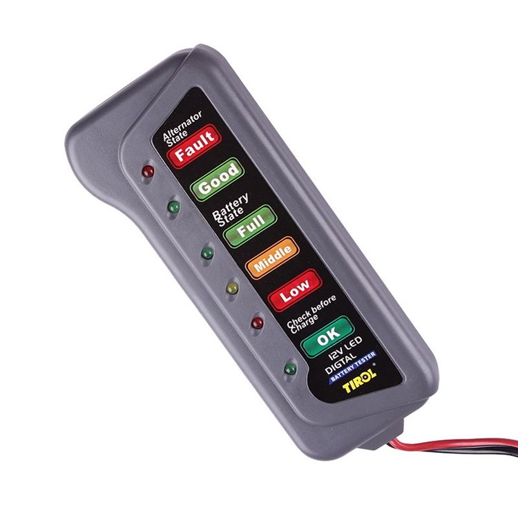 Mini 12V Portable Car Motorcycle Battery Digital Alternator Tester 6 LED Lights Display Automotive Battery Test Device
