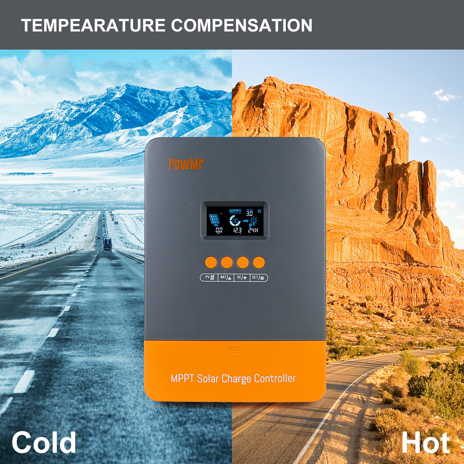 PowMr 12-48V 60A MPPT Regulators Solar Max PV Input 150V Solar Charge Controller for Lithium/AGM/Gel Battery