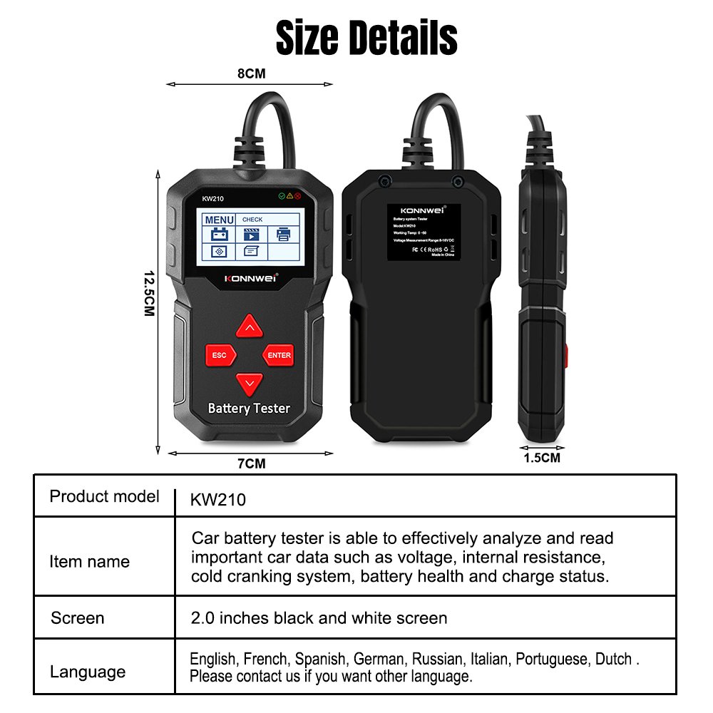 Free Upgrade Cheap Konnwei Automatic Car Battery Health Tester 12v with Cranking Charging test