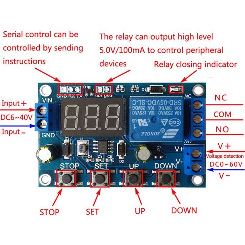 DC 6-40V Battery charging and discharging module Battery Low Voltage Disconnect Over-Discharge Auto Cut Off Protection Circuit