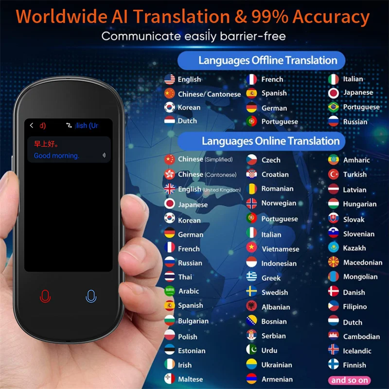 Portable Instant AI Voice Photo Translator Z2 Travel Real Time Translation Machine Smart Pen Scanning Recording Translate