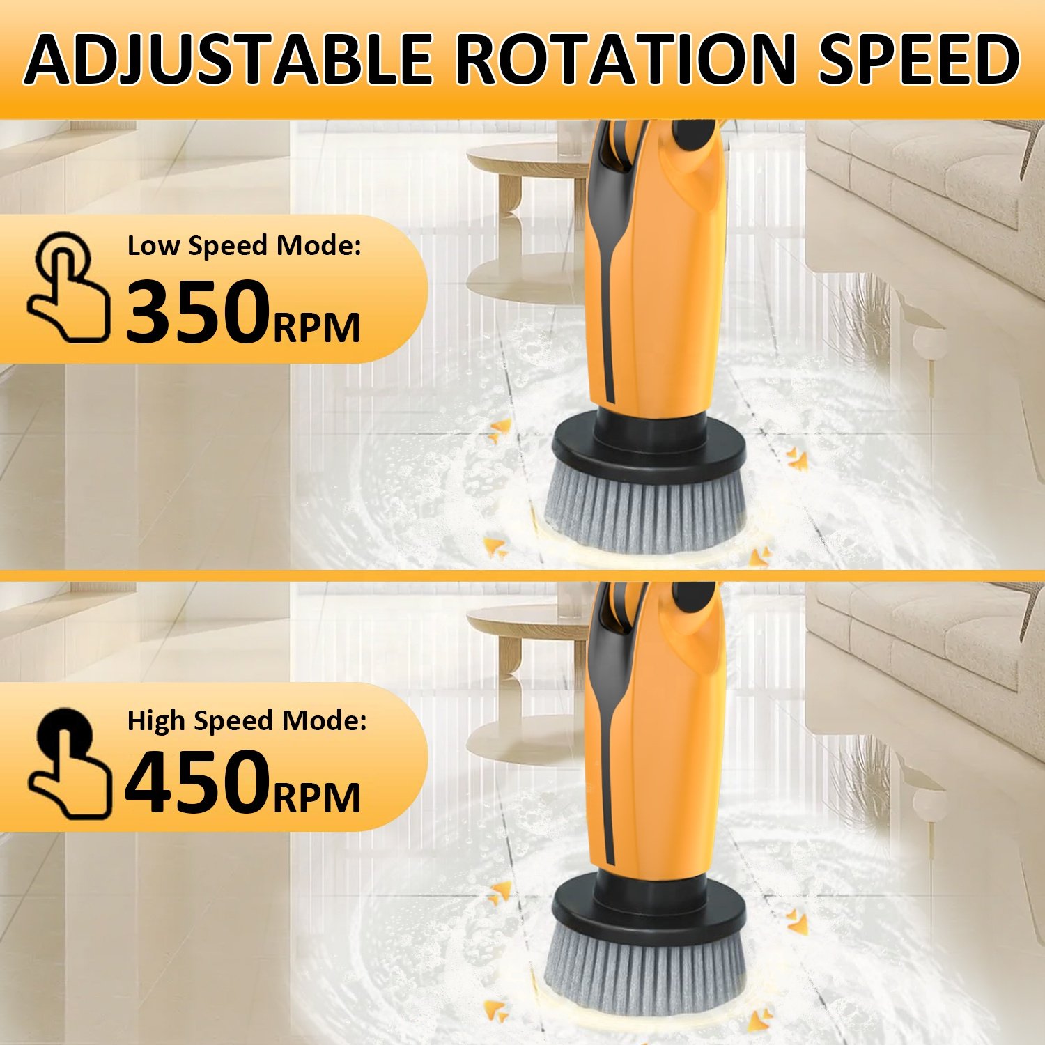 PANCERKA Household Electric Spin Brush Cordless Motor Cleaning Brush with Extension Handle & Chargeable Power