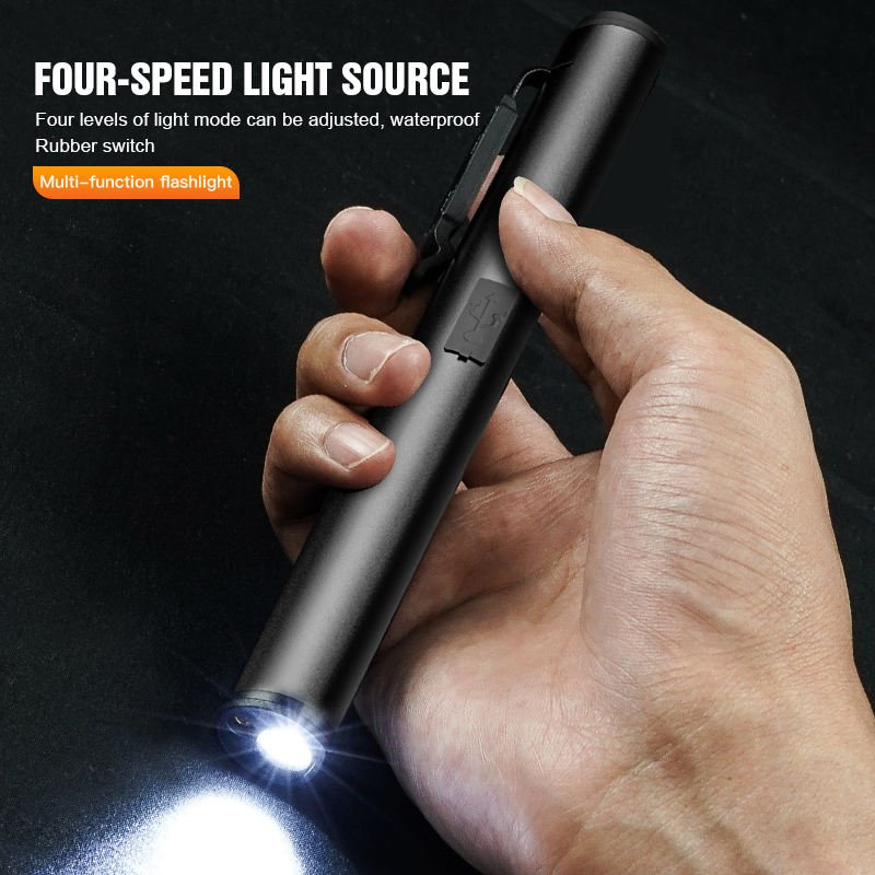 Aluminum Alloy Pen Shape Work Light LED Auto Repair Light COB Pen Clip Light USB Rechargeable Flashlight