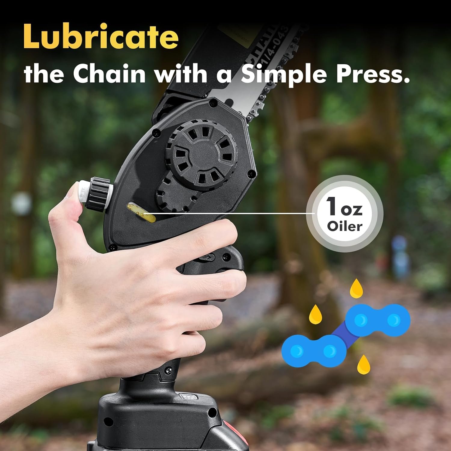 Seesii DL07 Brushless Electric Cordless 2*2000mAh Battery Powered Saws Handheld Chain Saw 8 Inch Mini Chainsaw with Auto Oiler