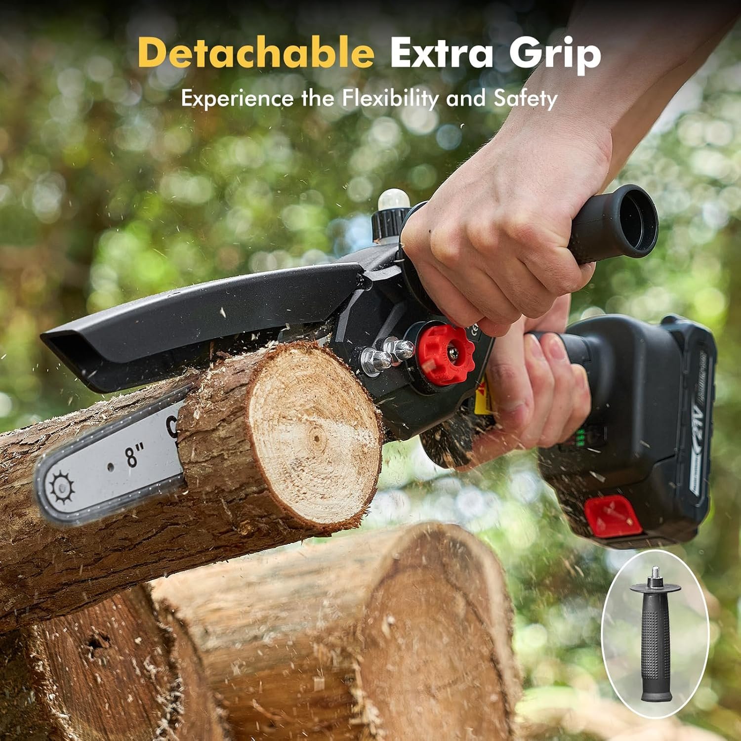 Seesii DL07 Brushless Electric Cordless 2*2000mAh Battery Powered Saws Handheld Chain Saw 8 Inch Mini Chainsaw with Auto Oiler