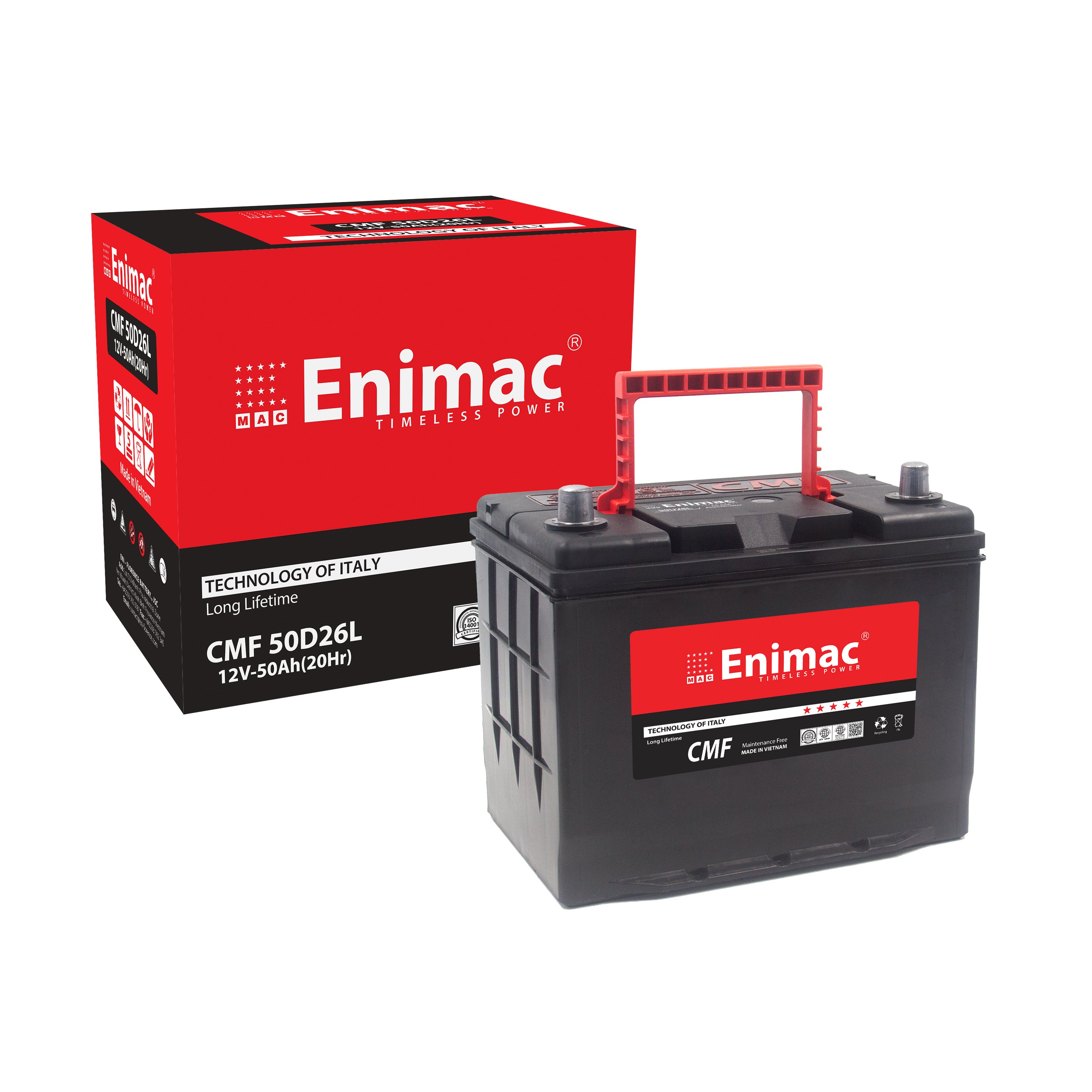 Factory Price Automotive Battery JIS Standard 50D26 R/L 12V 50AH Car Battery Long Lifespan Compatible Honda Nissan Made Vietnam