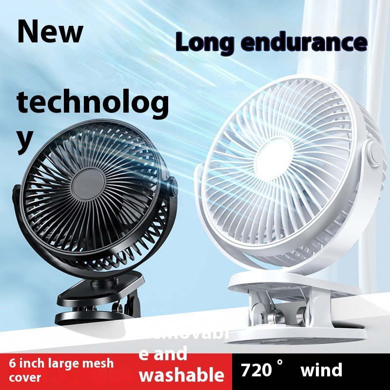 Hot Sale 2400 MA Outdoor Cooling Clip-on Stroller Fan Desktop Usb Charging Portable 6 Inch Fan