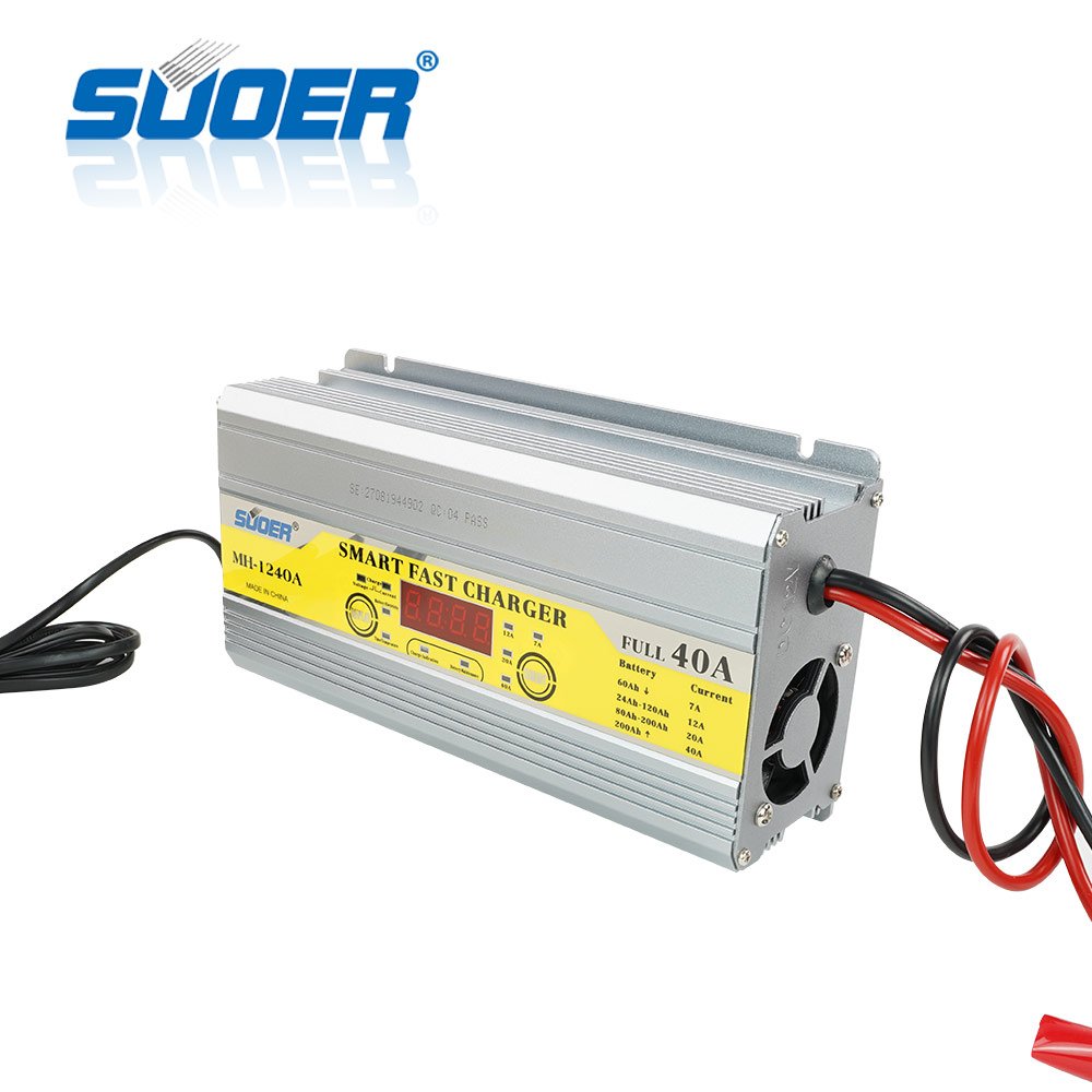 Suoer 12V 40A Three-phase LCD Screen Display Battery Charger Fully Auto Digital Battery Charger From China Manufacturer