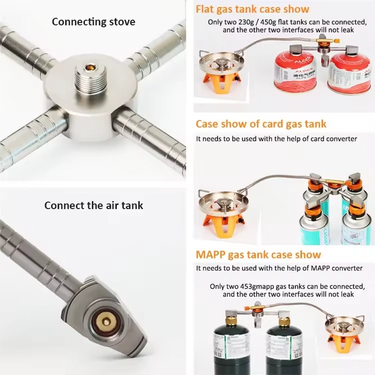 4 in 1 Aluminum Alloy Material Portable Outdoor Camping Gas Stove Connector Gas Cartridge Tank Adapter