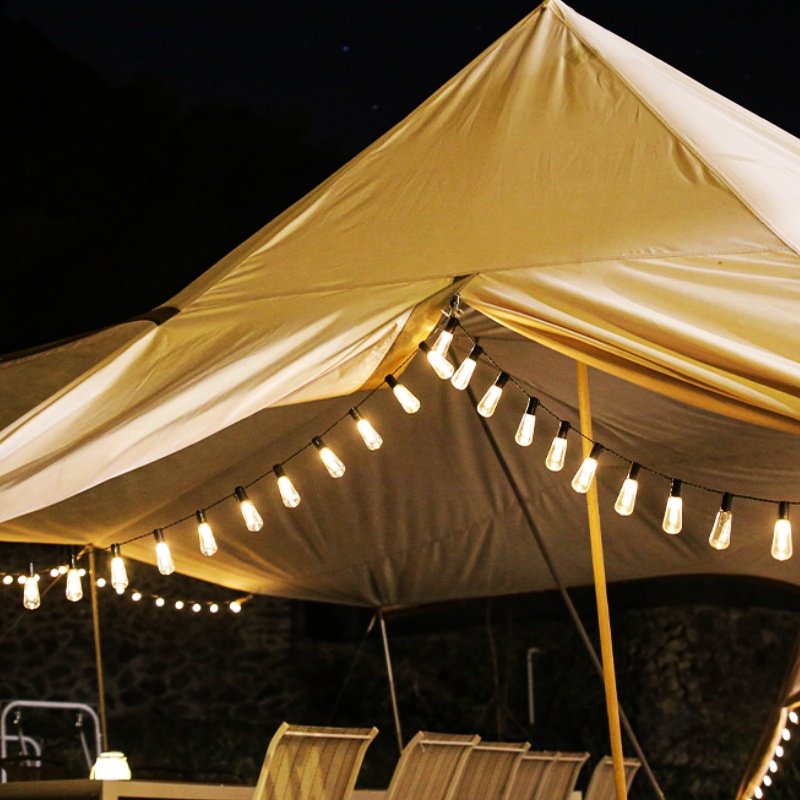2024 Waterproof LED Garden Solar Light Garland Bulb Edison String Lights Retro Glass Outdoor Party Christmas