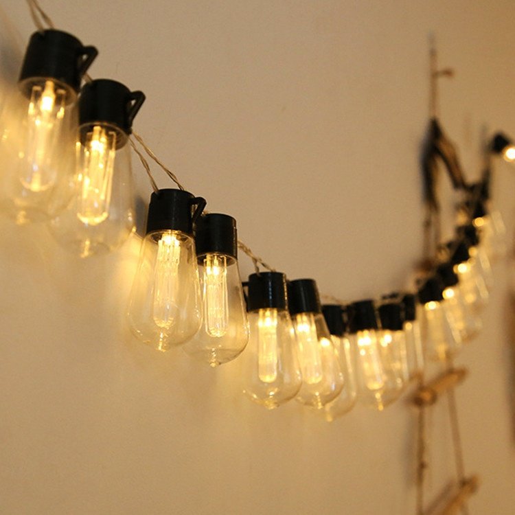 2024 Waterproof LED Garden Solar Light Garland Bulb Edison String Lights Retro Glass Outdoor Party Christmas
