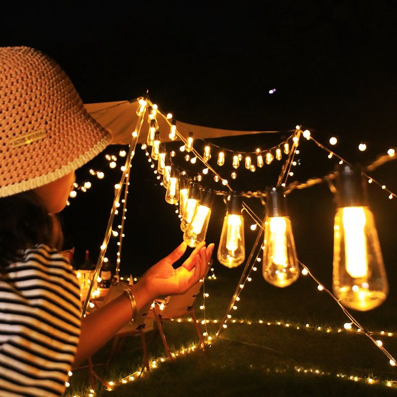 2024 Waterproof LED Garden Solar Light Garland Bulb Edison String Lights Retro Glass Outdoor Party Christmas