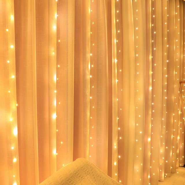 Remote USB Battery Operated 3*3m 300led Window Fairy Rgb Twinkle Garland 8 Modes Remote Control LED USB Curtain String Light