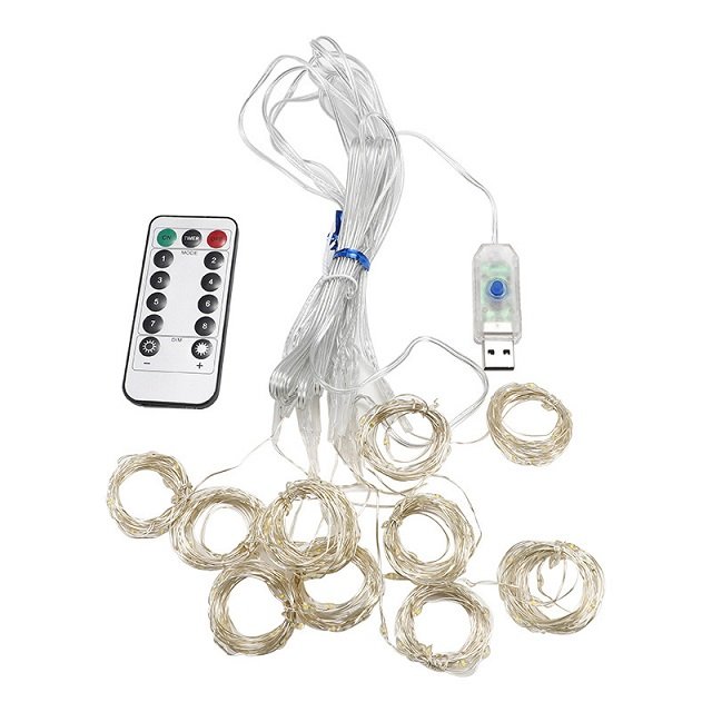Remote USB Battery Operated 3*3m 300led Window Fairy Rgb Twinkle Garland 8 Modes Remote Control LED USB Curtain String Light