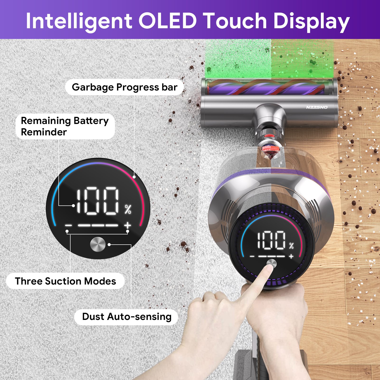 2024 New Arrival ONSEEN S702 Cordless Household Handheld Vacuum Cleaner Smart Home Appliances Carpet Cleaning Machine