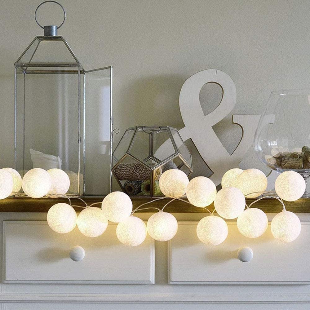 IP44 Garland Battery Operated Led Christmas Fairy Holiday Party Garden Wedding Decorative Indoor Cotton Ball Lights