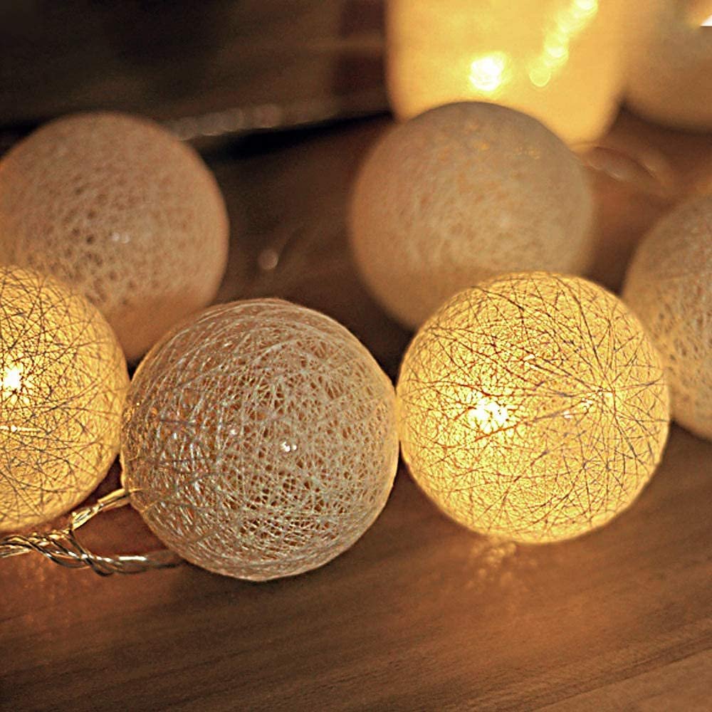 IP44 Garland Battery Operated Led Christmas Fairy Holiday Party Garden Wedding Decorative Indoor Cotton Ball Lights