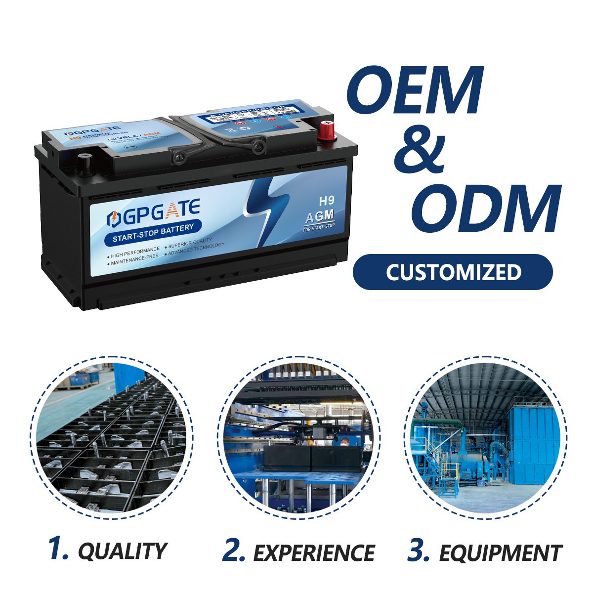 Made in China AGM MF 12V 105Ah 6-QTF-105 (H9) Car Start-stop Battery, Suitable for German Cars