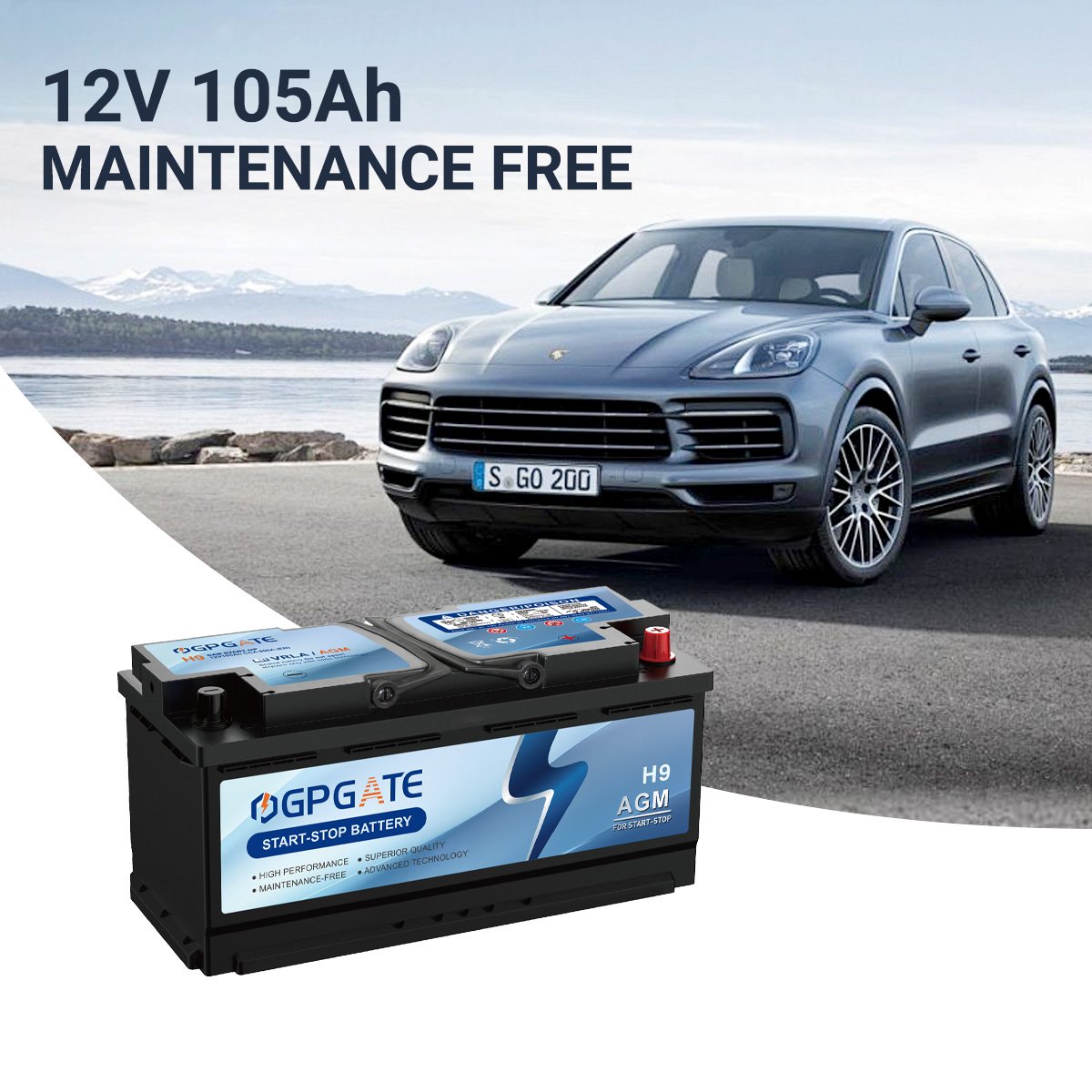Made in China AGM MF 12V 105Ah 6-QTF-105 (H9) Car Start-stop Battery, Suitable for German Cars