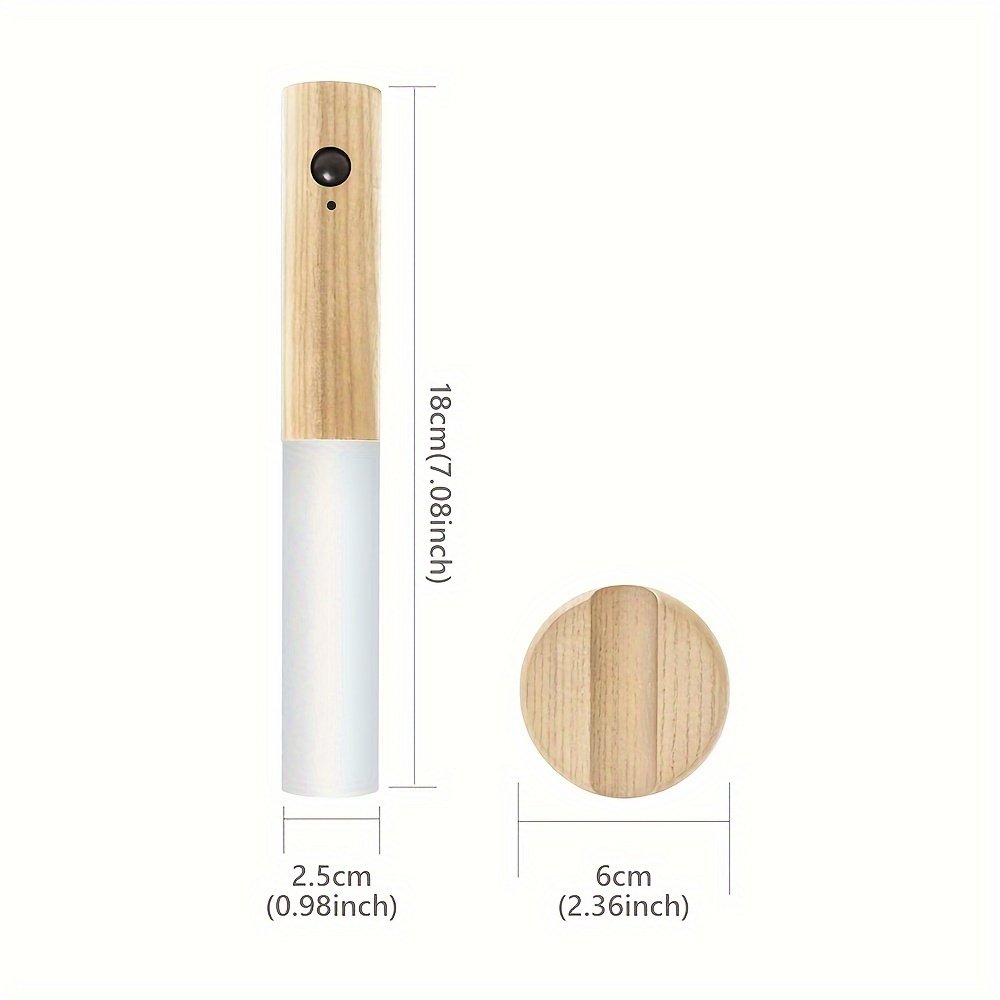 Creative Intelligent Home Auto Motion Sensor LED Rechargeable Magnetic Night Light Wood Wall Light Kitchen Cabinet Light Wall La