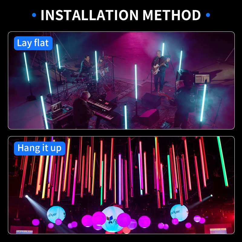 Mglight 8pcs Wireless Stage Light 360 Outdoor DMX512 RGB Bar Battery LED Pixel Tube with Flight Case for Party Disco Bar