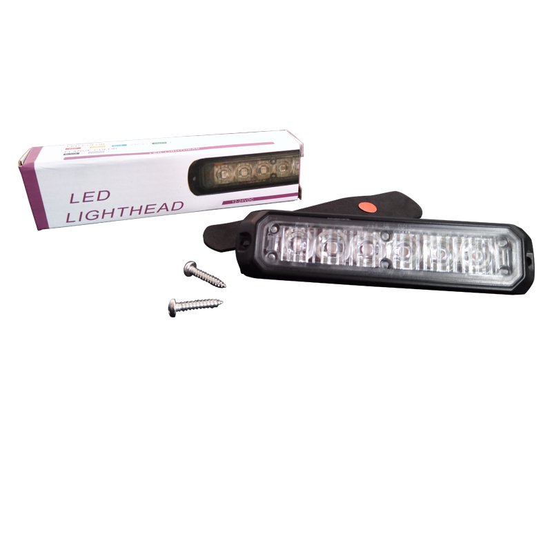 Waterproof Ice Blue 6 LED Warning Grille Light Strobe Surface Mount Amber Red Lighthead