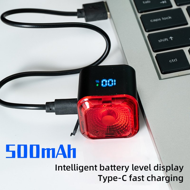 Digital Display Smart Bike Taillight Waterproof Intelligent Sensing Tail Light Cycling Safety Warning Light Bicycle Rear Light